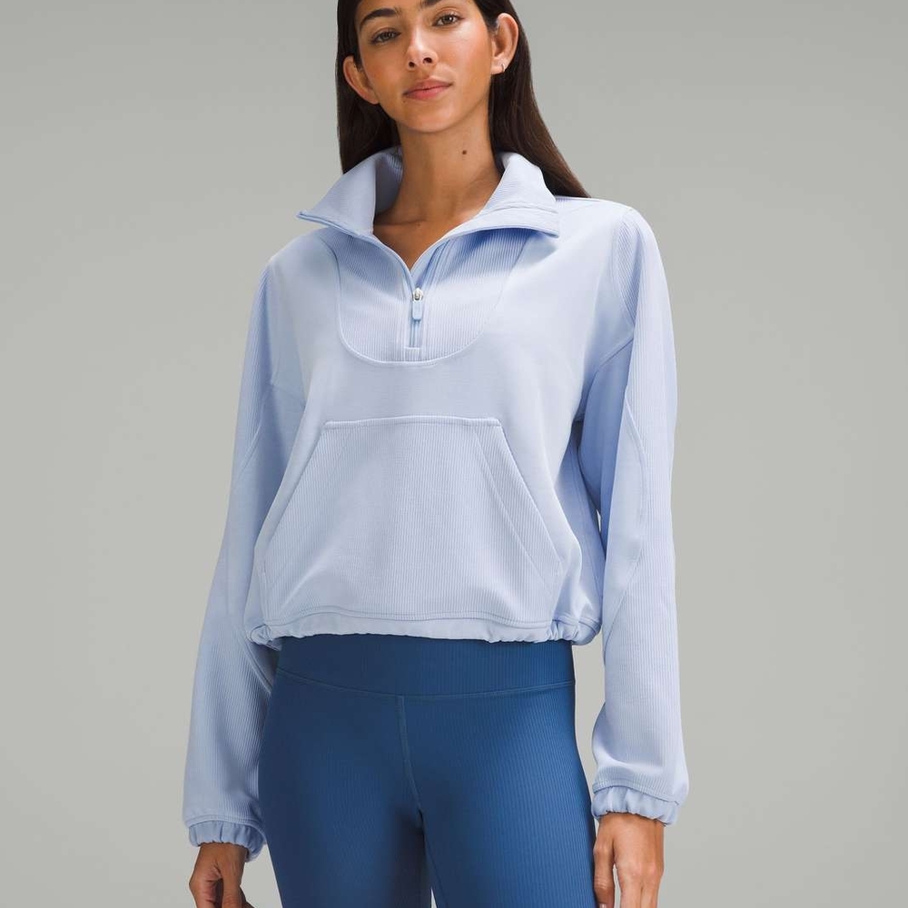 Lululemon Brushed Softstreme Light Blue Half-Zip Sweatshirt